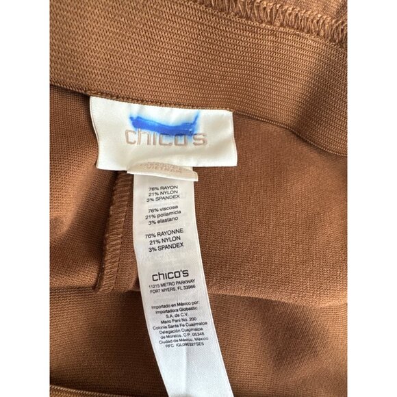 Chicos 2.5 Womens Regular Fit Brown ponte knit Pants Size 14 straight leg - Picture 3 of 4